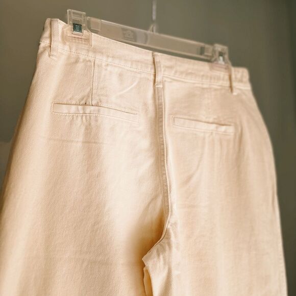 Zara Cargo Utility Pants Pockets Jeans Ecru New - Picture 2 of 3